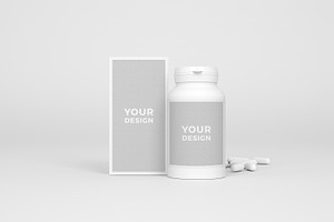 Medical Mockup Of Bottle And Box