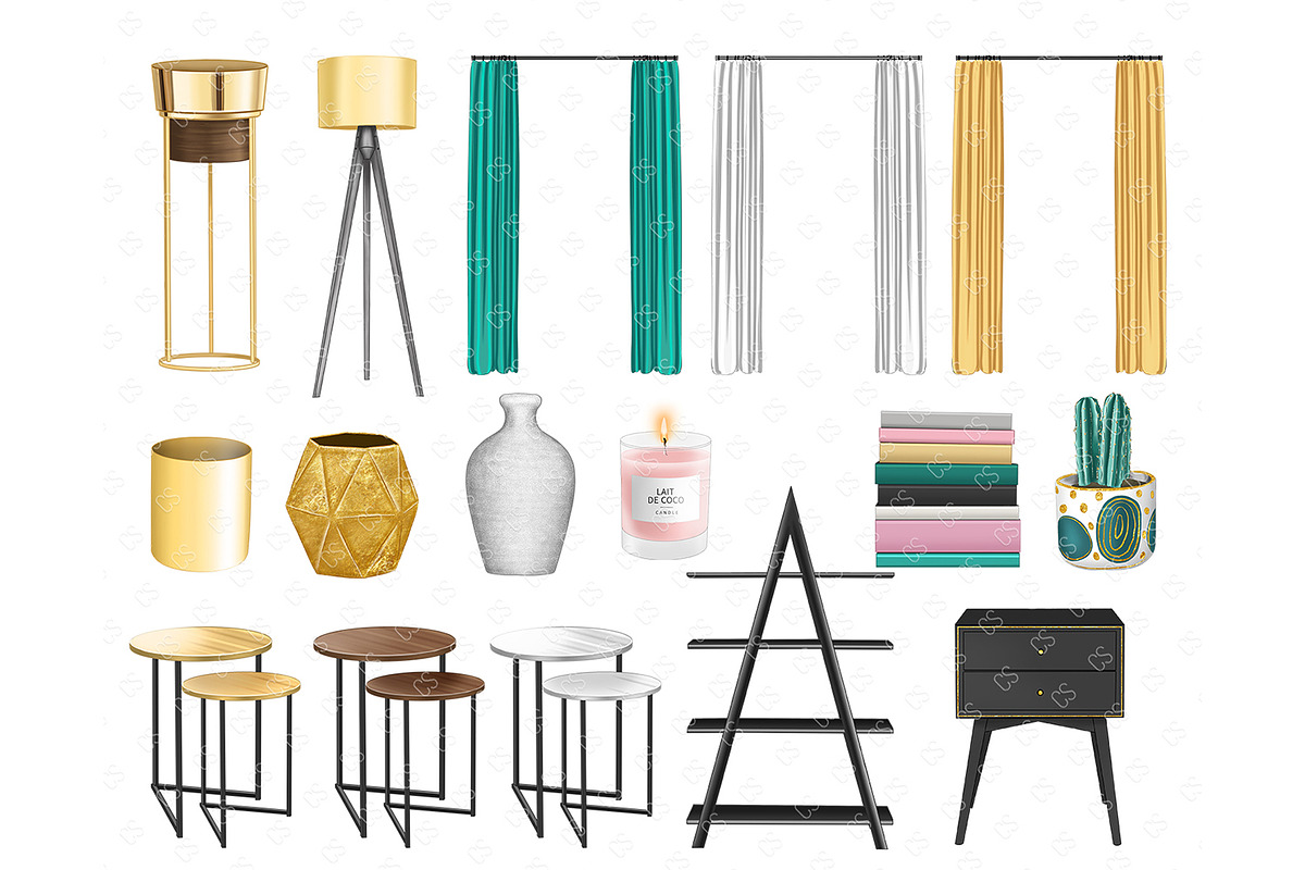 Home Clip Art, furniture design, a Decorative Illustration by Collart Studio (Photo 5 of 9)