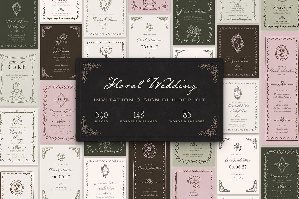 Floral Wedding Invite & Sign Creator, an Object Graphic by The October Creative (Photo 1 of 22)