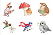 Watercolor Cute Whimsical Birds Png, an Illustration by Creative Art (Thumbnail 7 of 9)