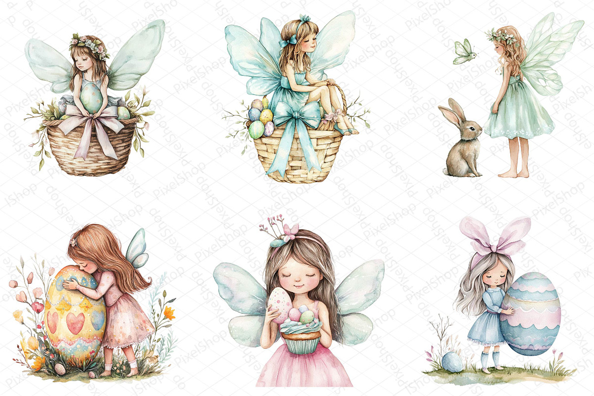 Easter Day Adorable Fairy Girls Clip, an Illustration by DreamPrint404 (Photo 5 of 6)