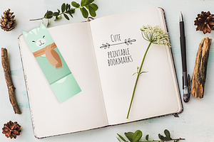 5 Cute Cats Printable Bookmarks, a Stationery Template by land art