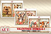 Valentines animals cards set-1, an Animal Illustration by CraftArtStory (Thumbnail 3 of 6)