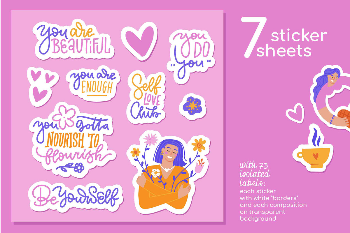 Love yourself: Self Love graphic set, a Person Illustration by Lana Sham (Photo 3 of 14)