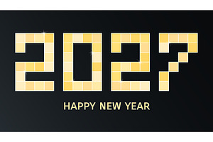 2027 Happy New Year golden disco