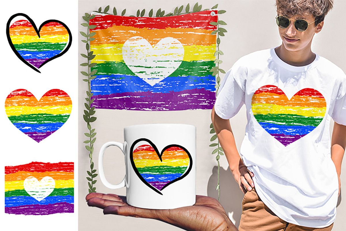 LGBT Pride Flags, Rainbow Heart Flag, an Object Graphic by jelisua88 (Photo 1 of 5)