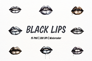 Black Elegant Lips Watercolor, an Object Illustration by New-School-Wave (Thumbnail 1 of 5)