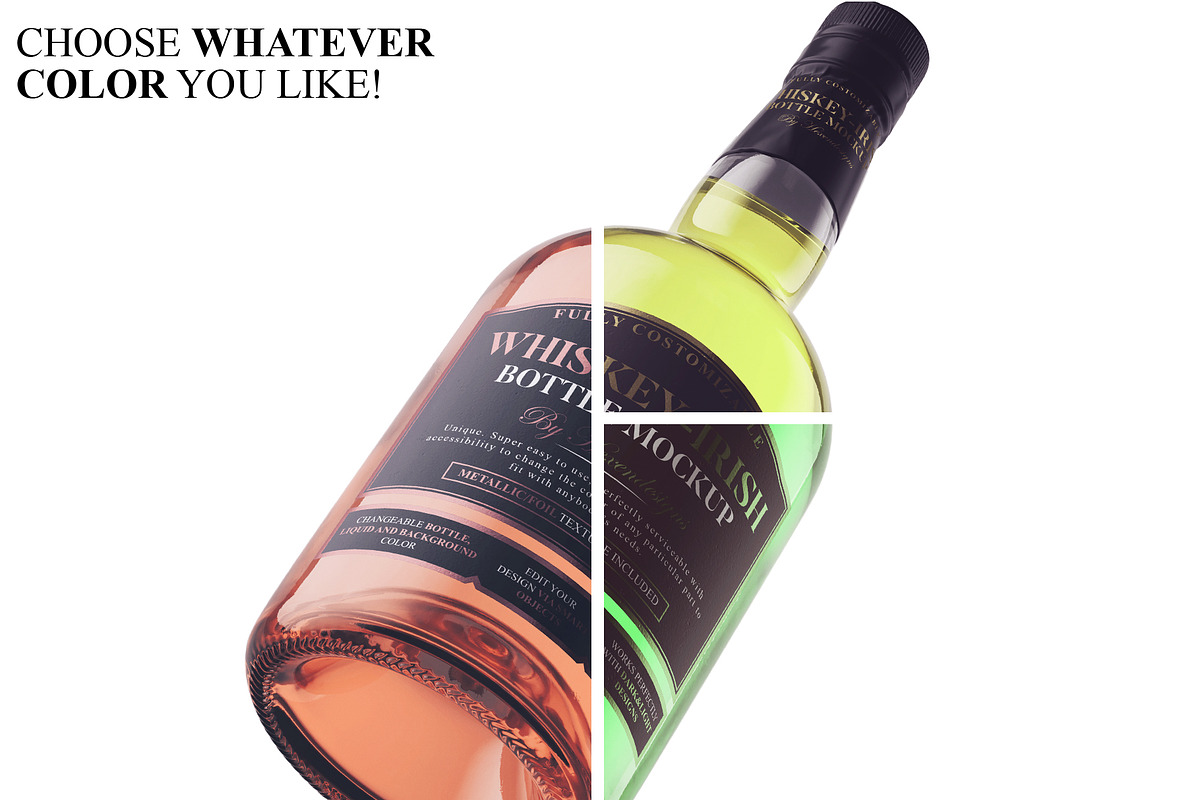 Whiskey-Irish Bottle Mockup, an Advertising Mockup by HexenDesigns (Photo 3 of 12)