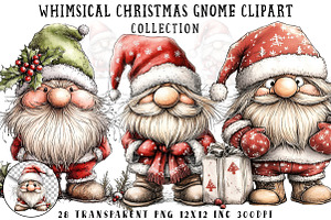 Whimsical Christmas Gnome Clipart, an Illustration by OK Design
