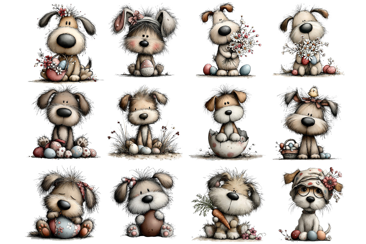 Whimsical Easter Dog Clipart, an Illustration by DreamArtGraphic (Photo 4 of 4)