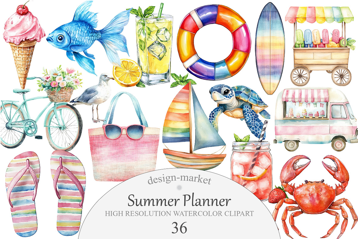 Cute Summer Planner, an Illustration by Design Market (Photo 1 of 4)