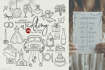 Wedding icons whimsical timeline svg