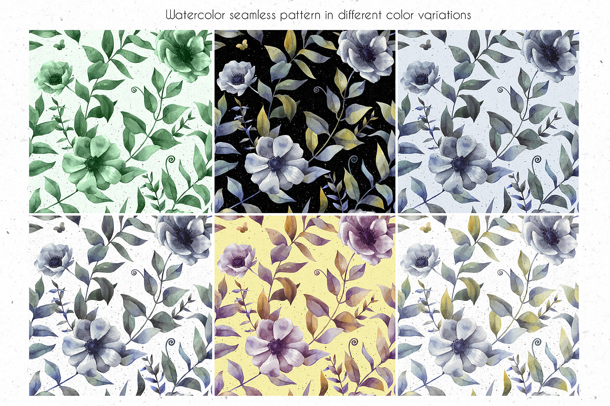 ANEMONE watercolor patterns set, a Pattern Graphic by Anastasia Koba (Photo 10 of 10)