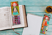 Whimsical Girl Printable Bookmarks, an Illustration by Watercolor design (Thumbnail 2 of 3)