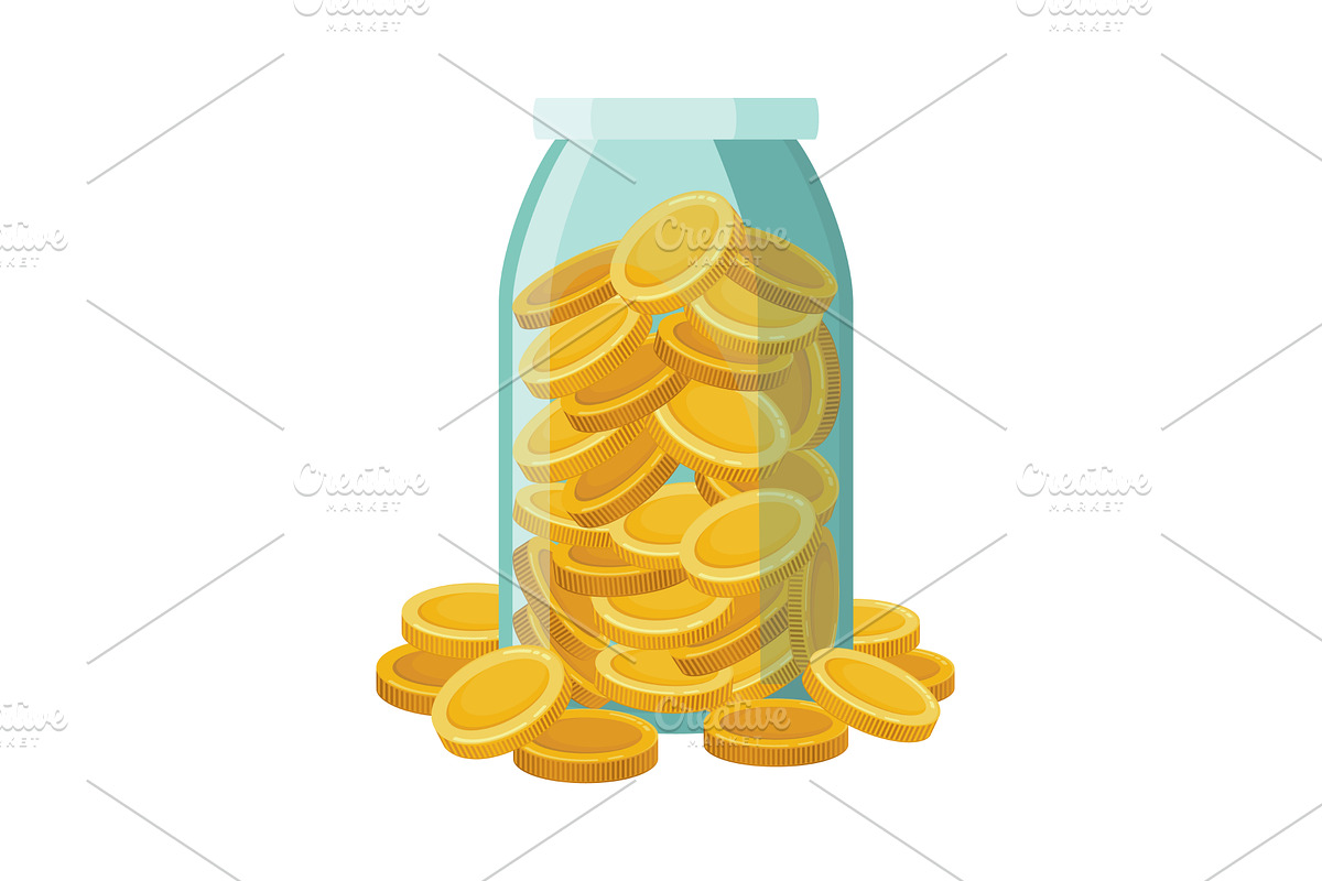 Investing bottle money, icon, a Finance Illustration by Things for designers