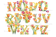 Tulips Alphabet Clipart | Flowers, a Decorative Illustration by GlamArtZhanna (Thumbnail 4 of 6)