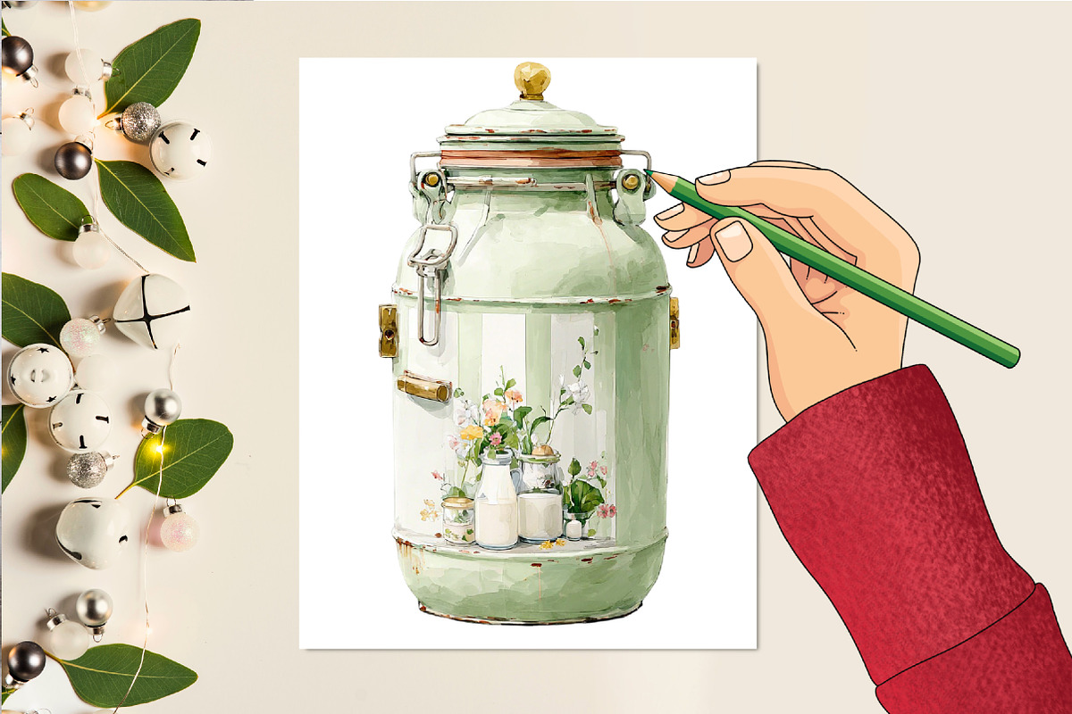 Watercolor Vintage village Clipart, an Illustration by DreamCafeArt (Photo 6 of 6)