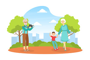 Grandfather Shooting Grandmother, a Person Illustration by TopVectors