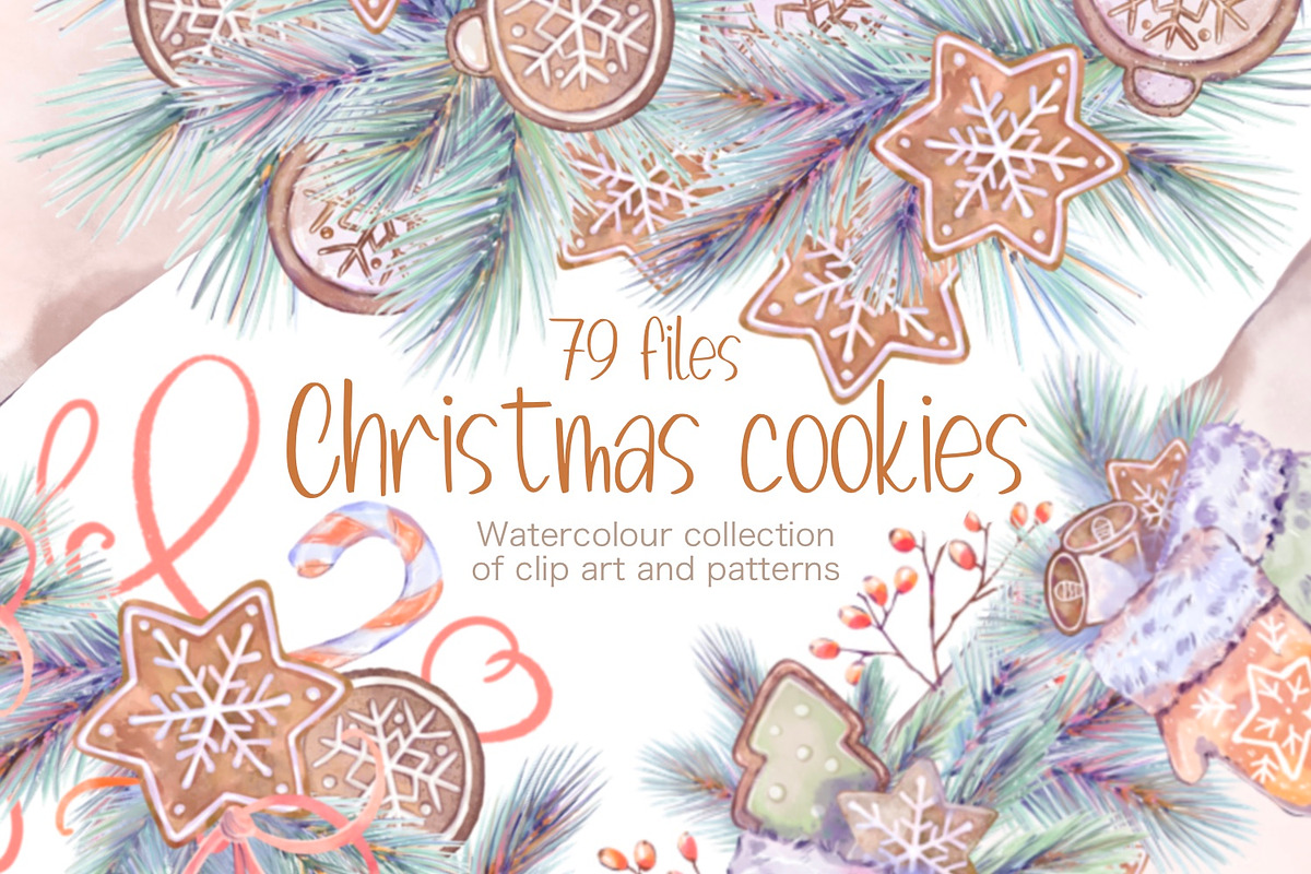 Christmas Cookies watercolor, a Food Illustration by Shabbypie (Photo 1 of 12)
