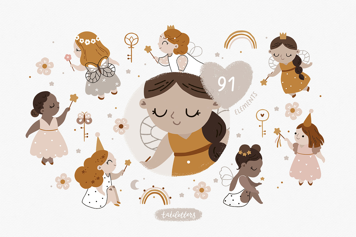 Fairy and Princess Kids collection, an Animal Illustration by tatiletters (Photo 3 of 12)