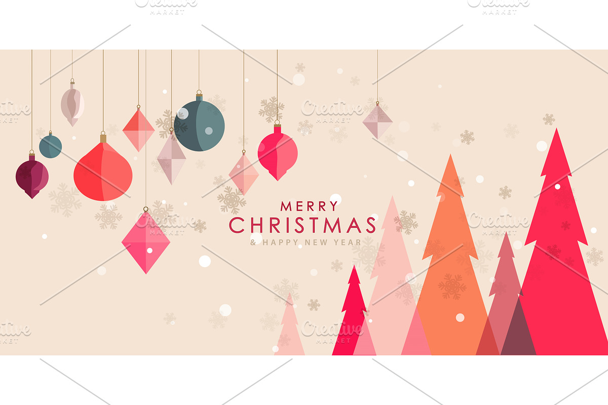 Colourful Christmas tree banner, a Decorative Illustration by Valenty