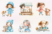 Little Girl and Dog Clipart, an Illustration by CreationArt (Thumbnail 4 of 9)