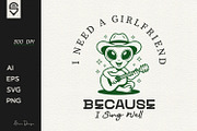 Cute Alien Cowboy Singing, an Illustration by shaondesigns (Thumbnail 1 of 4)