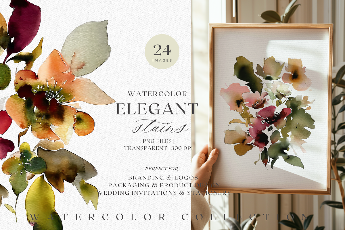 Watercolor Floral Stains, a Decorative Illustration by ThaismotaCreativeCo (Photo 1 of 7)
