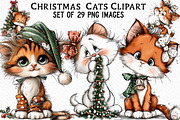 Christmas  Cats Clipart, an Illustration by Craft Nest (Thumbnail 1 of 6)