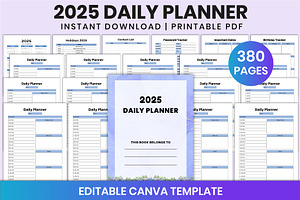 2025 Daily Planner For Canva, a Stationery Template by Shumaya