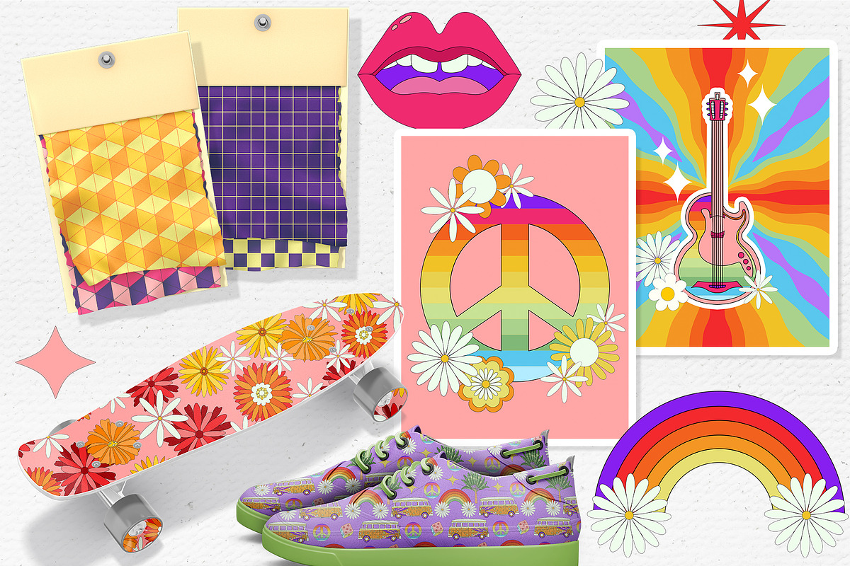 Groovy summer story 60s-70s, a Texture Illustration by Antikva17 (Photo 2 of 18)
