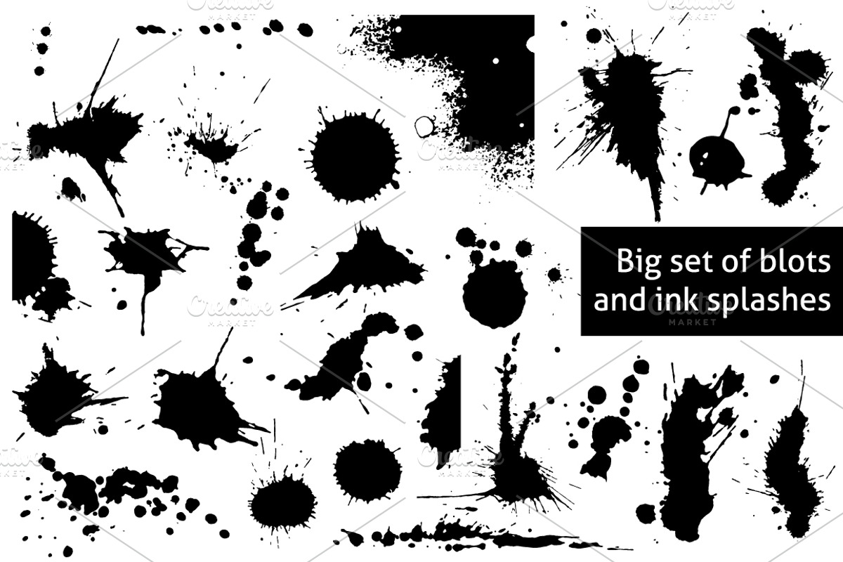 BIG set of blots and ink splashes