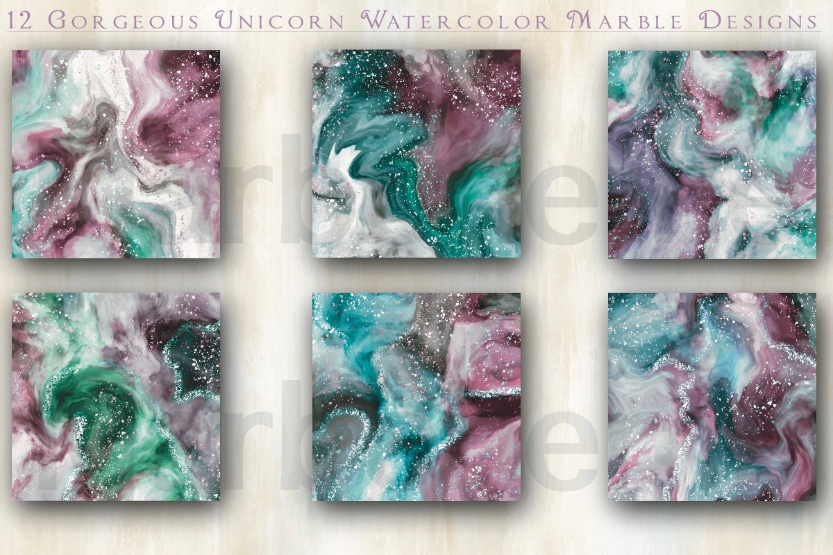 Unicorn Watercolor Marble Textures, a Texture Graphic by Luna Y Mar (Photo 2 of 9)