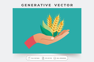A hand supports golden paddy rice ea, a Graphic by Iftikhar Alam