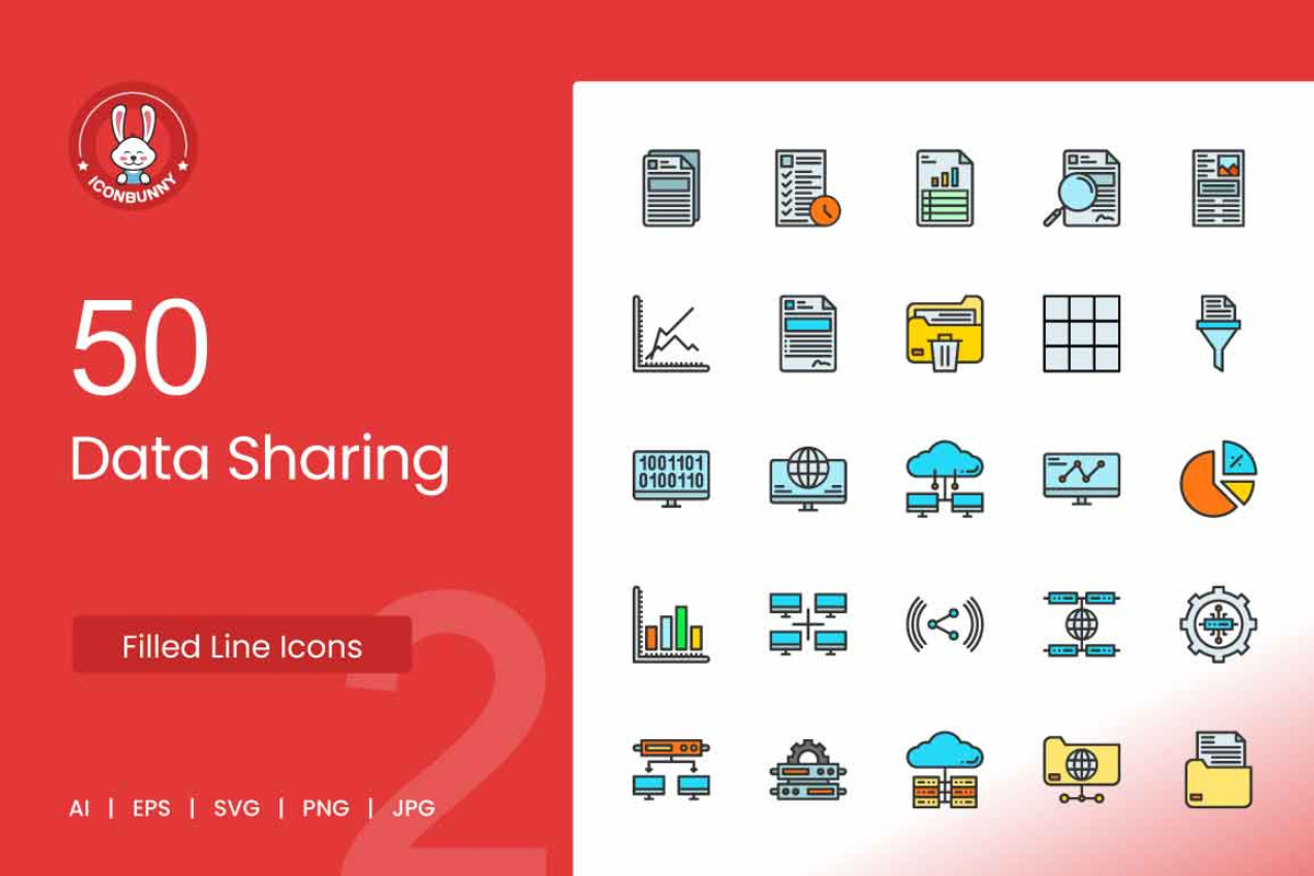 Data Sharing Filled Line Icons, an Icon by IconBunny (Photo 1 of 2)