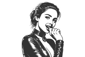 Seductive Woman in Leather Outfit, a Person Illustration by AlexArt