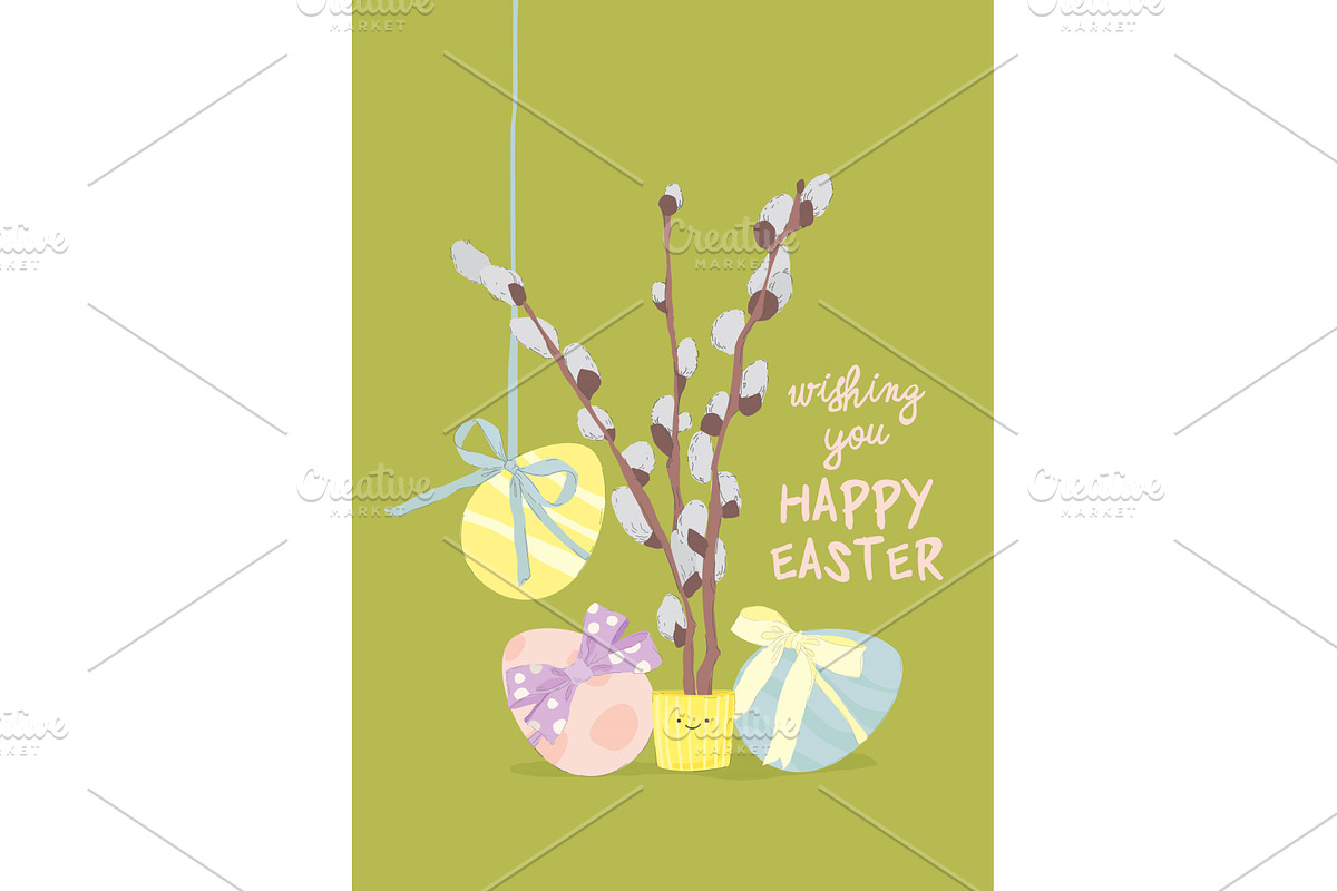 Cartoon Spring Blooming Pussy-Willow, an Object Illustration by Maria Starus