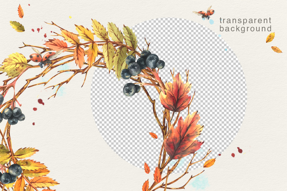 Autumn Wreaths Watercolor Clipart, an Illustration by NATASHA CHU (Photo 3 of 5)
