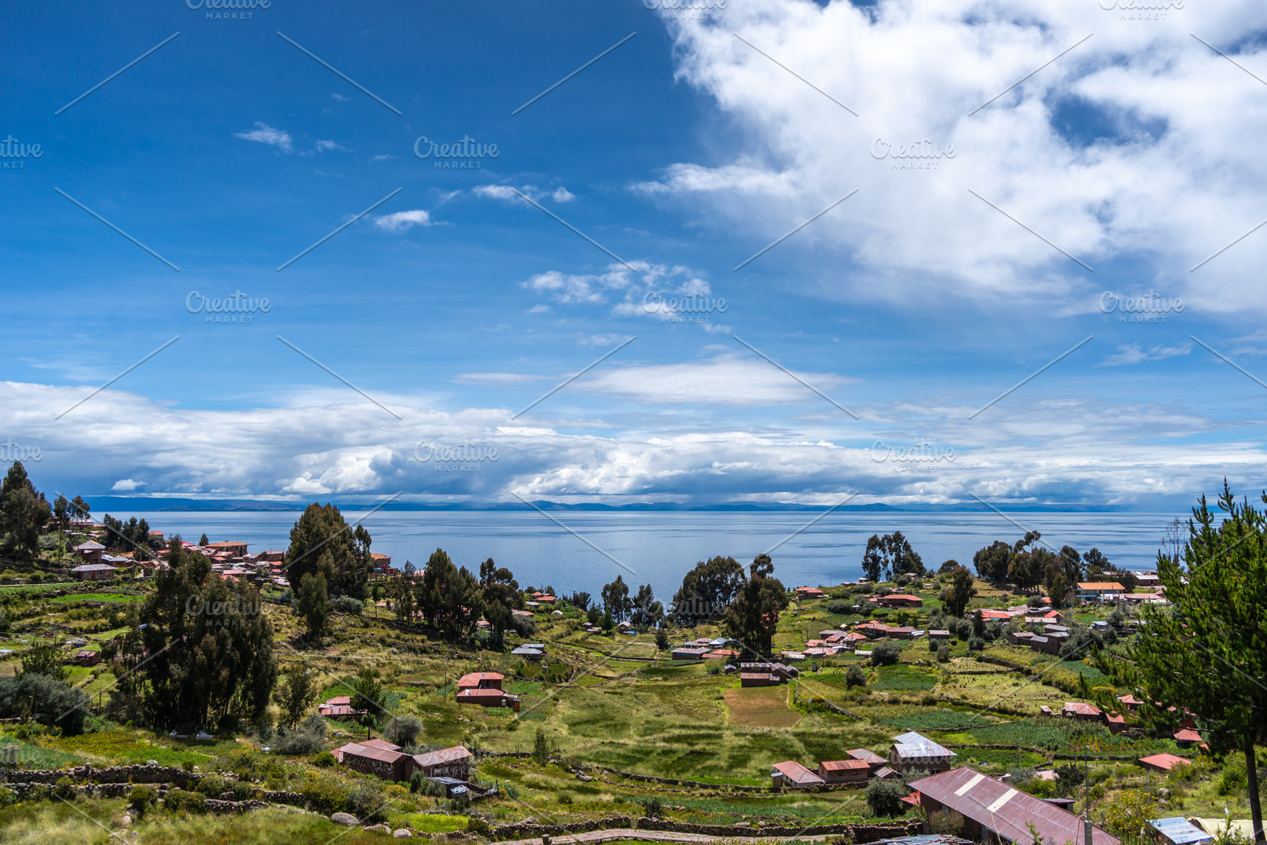 Houses and cultivated fields on Taquile Island, Lake Titicaca, P, a Nature Photo by GoodGoods