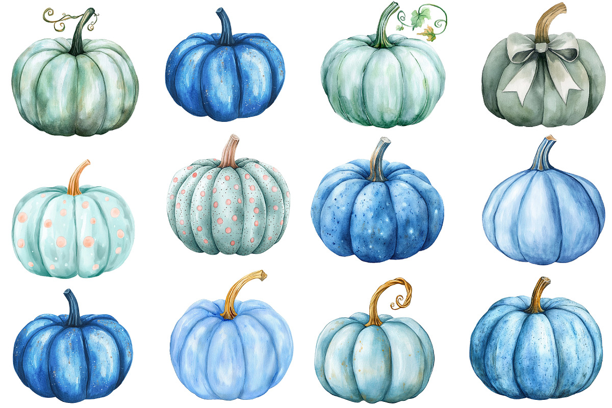 Watercolor Pastel Pumpkin Clipart, an Illustration by SinaCreation (Photo 3 of 5)