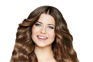 Beautiful young woman with healthy wavy long brown hair and perf, a Person Photo by Studio ANNA