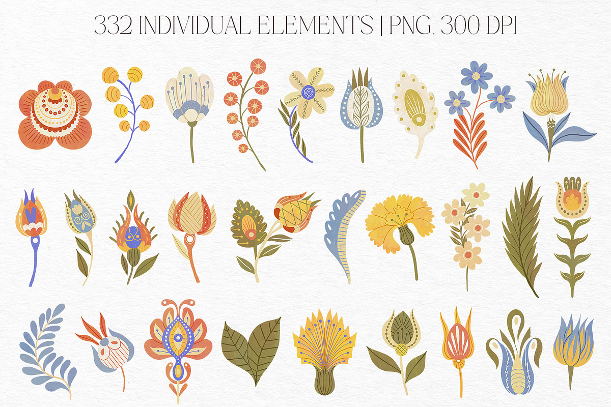 Folk Spring Illustrations, a Decorative Illustration by GVGraphics (Photo 7 of 14)