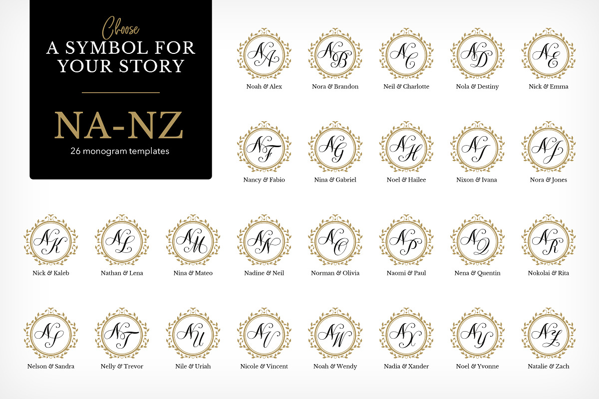 Wedding Monogram Bundle, a Branding & Logo Template by Monogram World (Photo 7 of 9)