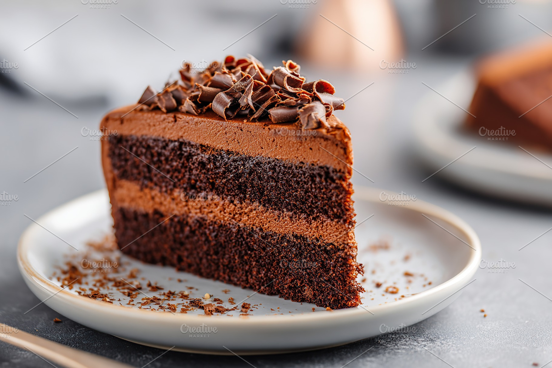 Indulging in a delicious chocolate layer sponge cake with rich frosting and cho, a Food & Drink Photo by AlyaAnd