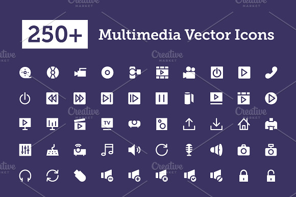 250+ Multimedia Vector Icons preview 5