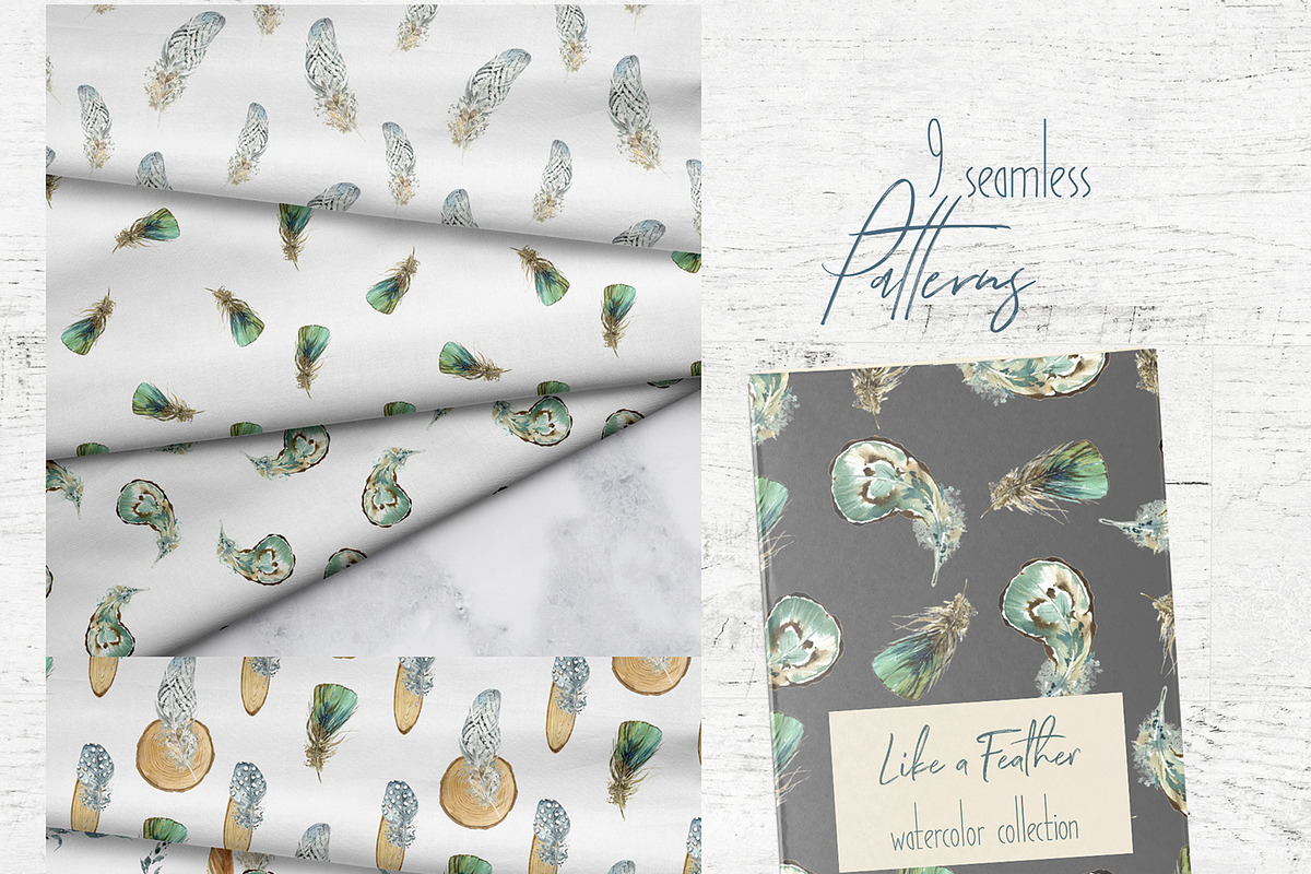 Boho Feathers Watercolor Collection, an Illustration by Cat In Colour (Photo 4 of 7)