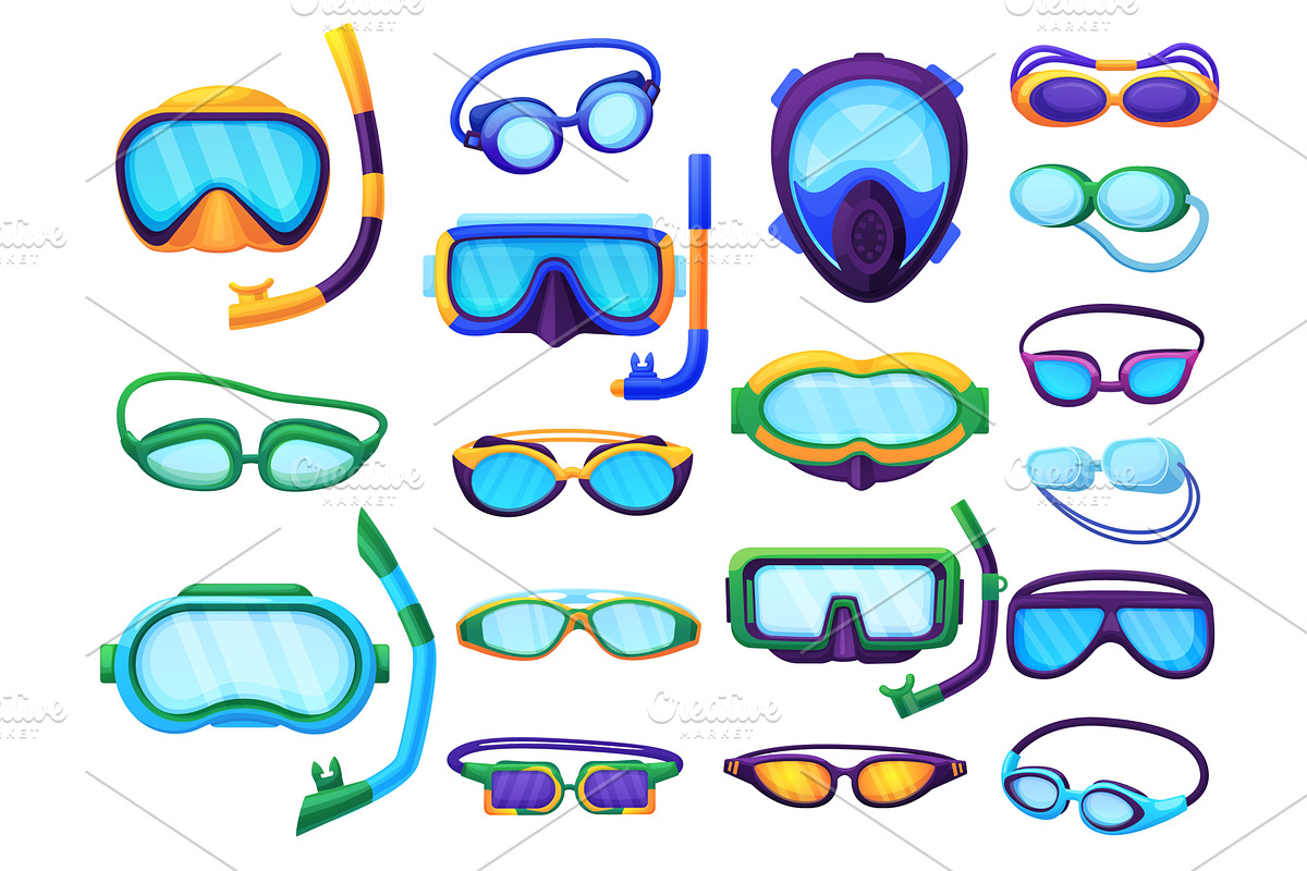 Swimming goggles and masks. Diving, an Illustration by LadadikArt
