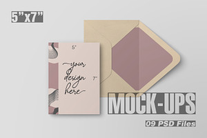 5x7 Postcard & Envelope Mockup