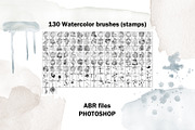 130 Watercolor brushes for photoshop, a Brush Add-On by TaPilipa (Thumbnail 4 of 8)