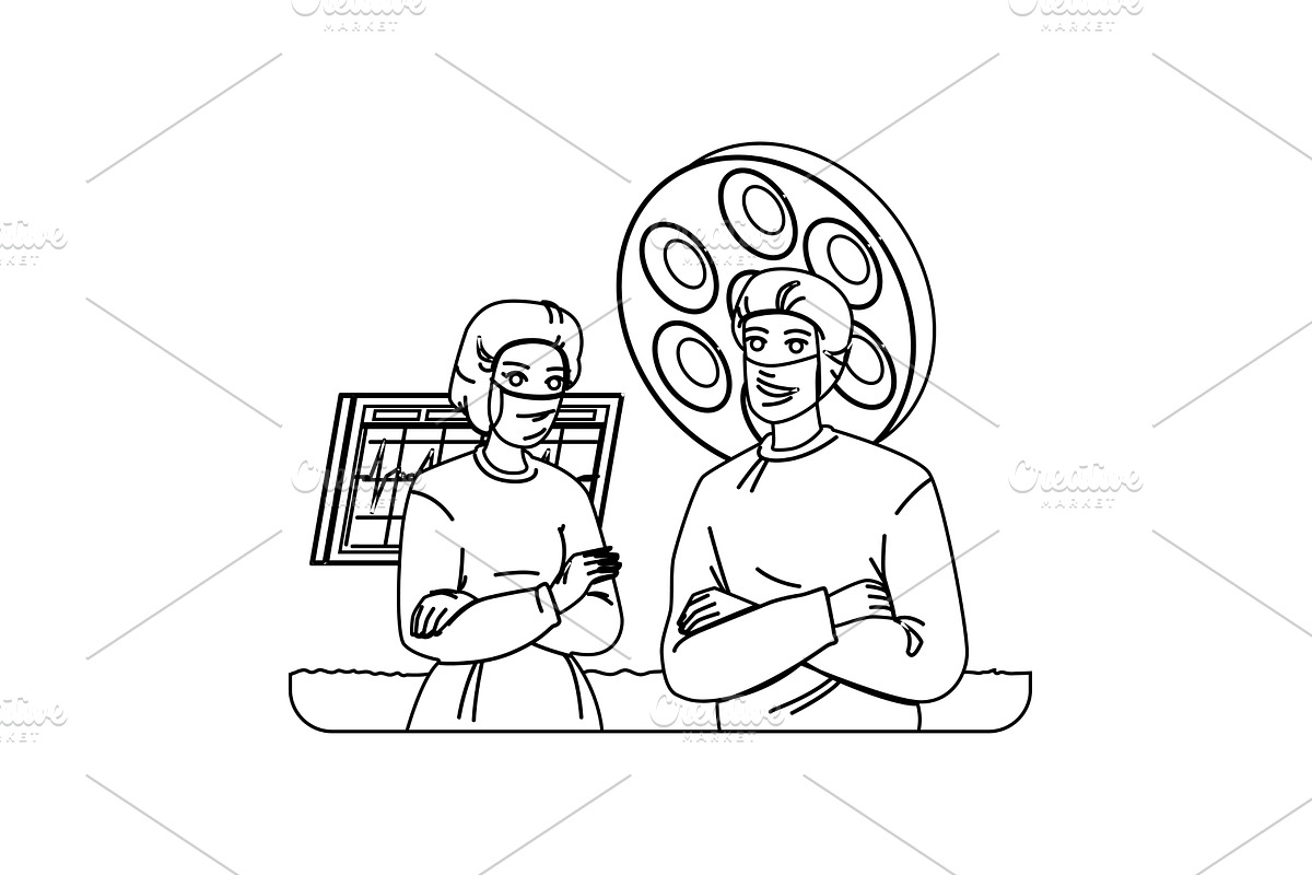 surgeon surgeons operating room, a Healthcare Illustration by pikepicture